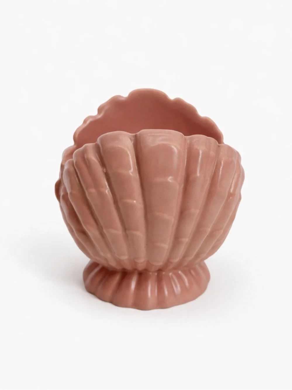 Abingdon Pottery Seashell Clamshell Pink Candle Holder USA Decor